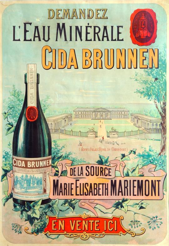 Affiche publicitaire de l'eau Minérale Cida Brunen