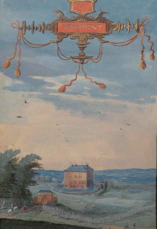 Peinture représentant le Pavillon de Chasse de Marie de Hongrie